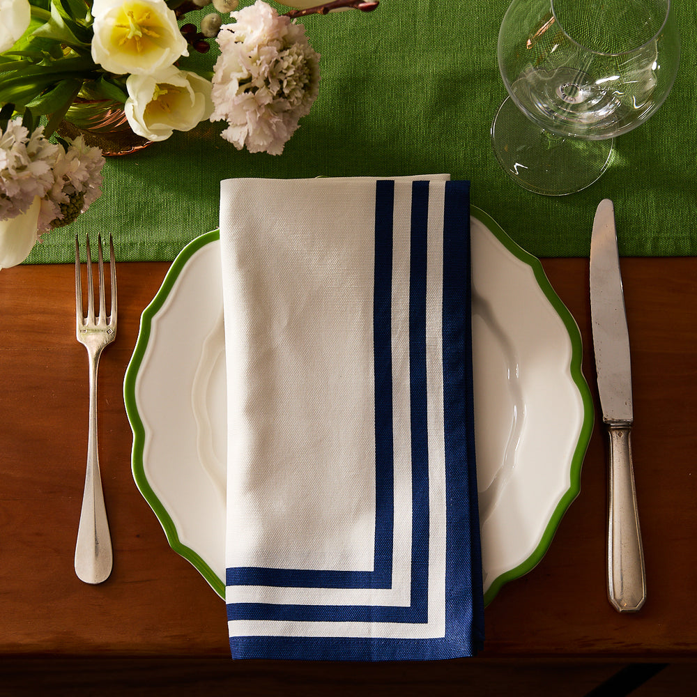 Triple Stripe Blue Dinner Napkins image 4