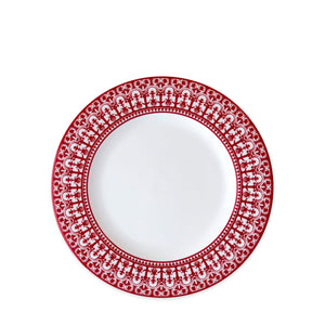 Casablanca Crimson Red and white high fired porcelain salad plate from Caskata