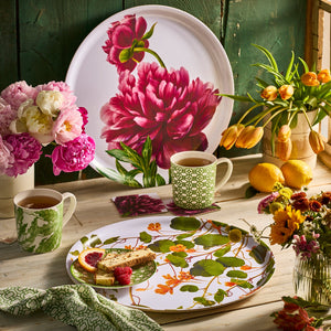 Nasturtiums Large Round Birchwood Tray thumbnail 3