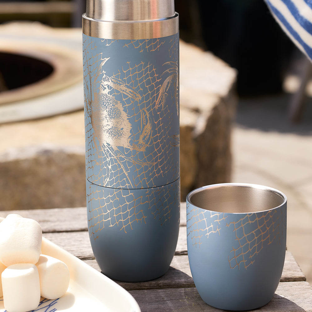 Caskata x High Camp Dark Gray Crabs & Nets Wine Flask image 5