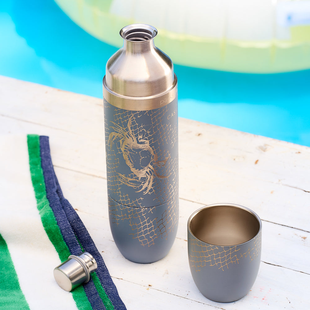 Caskata x High Camp Dark Gray Crabs & Nets Wine Flask image 4