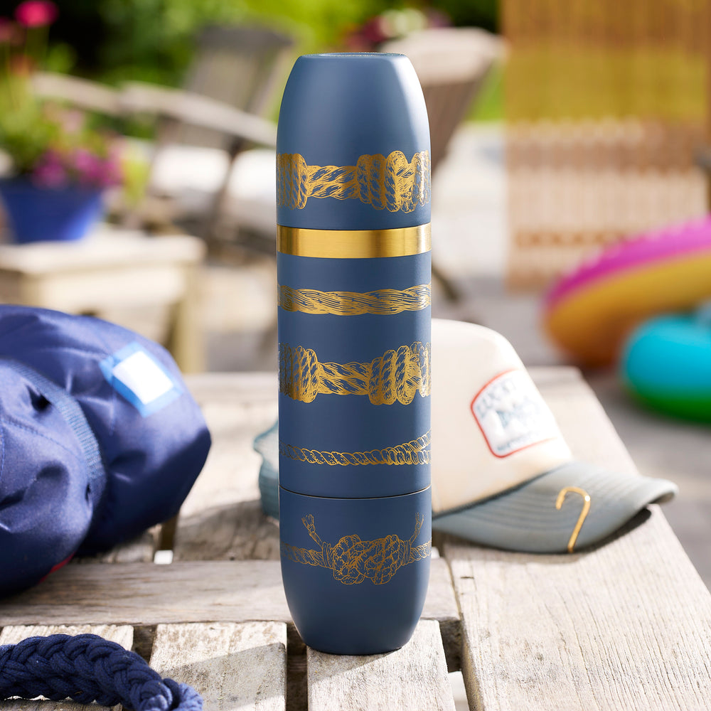 Caskata x High Camp Dark Blue Sailors Knots Wine Flask image 3