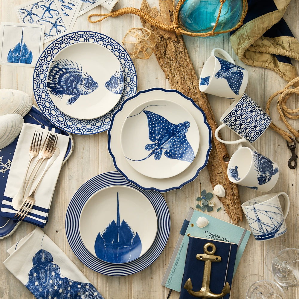 Triple Stripe Blue Dinner Napkins image 8