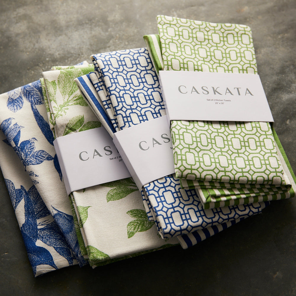 Newport Garden Gate & Pinstripe Blue Kitchen Towels, Mixed Set of 2 image 5