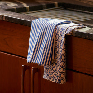 Newport Garden Gate & Pinstripe Blue Kitchen Towels, Mixed Set of 2 thumbnail 4