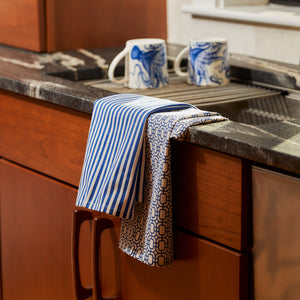 Newport Garden Gate & Pinstripe Blue Kitchen Towels, Mixed Set of 2 thumbnail 2