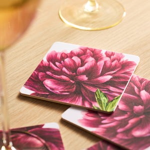 Pink Peony Birchwood Coasters, Set of 4 thumbnail 4