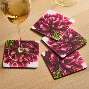 Pink Peony Birchwood Coasters, Set of 4 thumbnail 2
