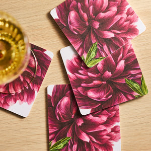 Pink Peony Birchwood Coasters, Set of 4 thumbnail 3