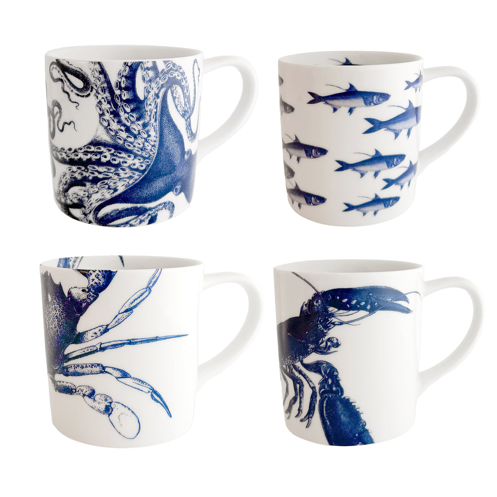 Coastal Icons Mugs, Mixed Set of 4