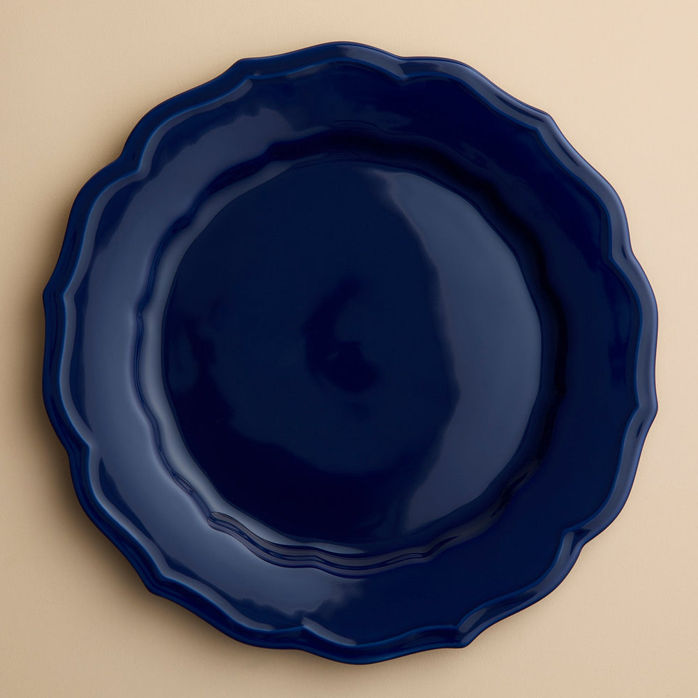 Stella Scalloped Solid Blue Dinner Plate
