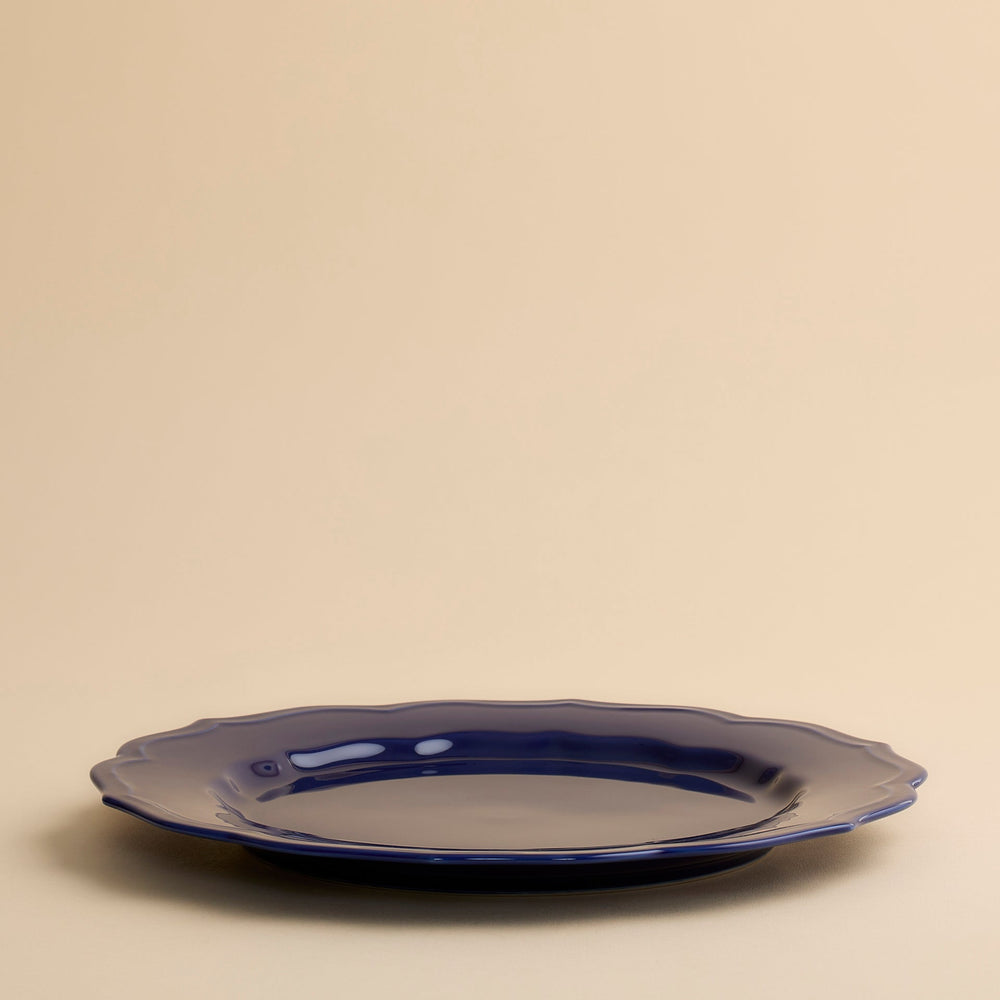 Stella Scalloped Solid Blue Dinner Plate image 3