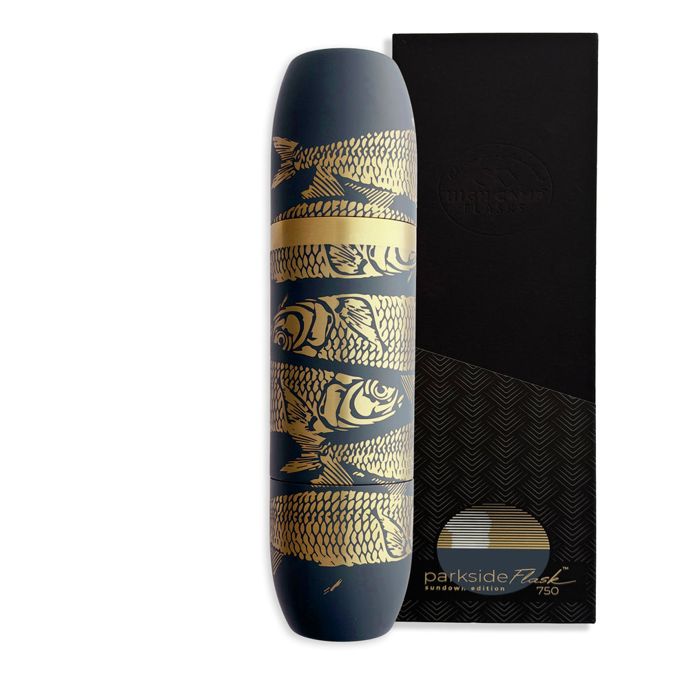 Caskata x High Camp Dark Blue Sardines Wine Flask and Case Bundle image 3