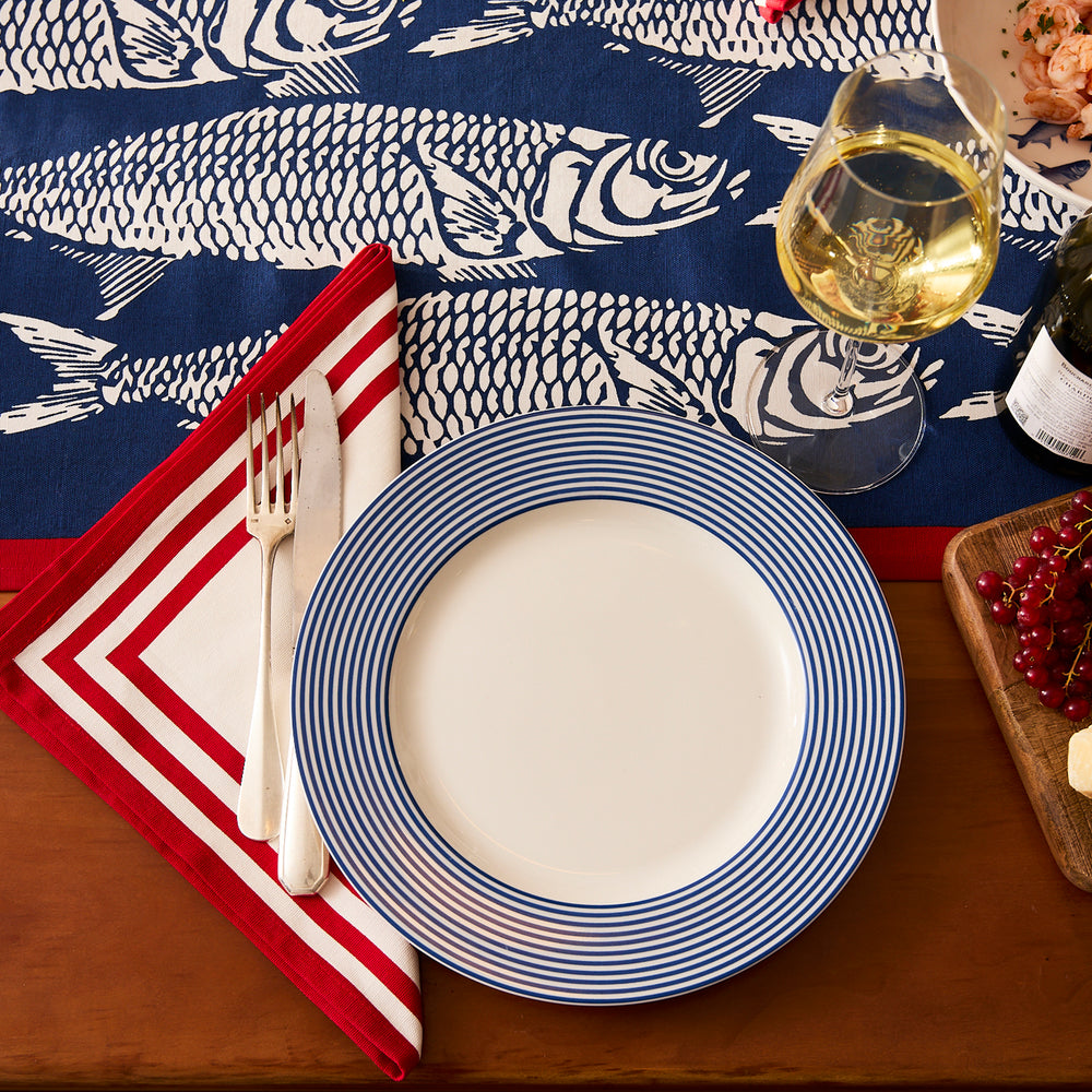 Triple Stripe Red Dinner Napkins image 2