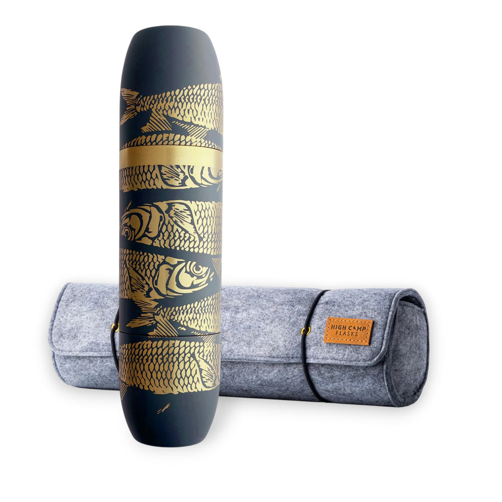 Caskata x High Camp Dark Blue Sardines Wine Flask and Case Bundle