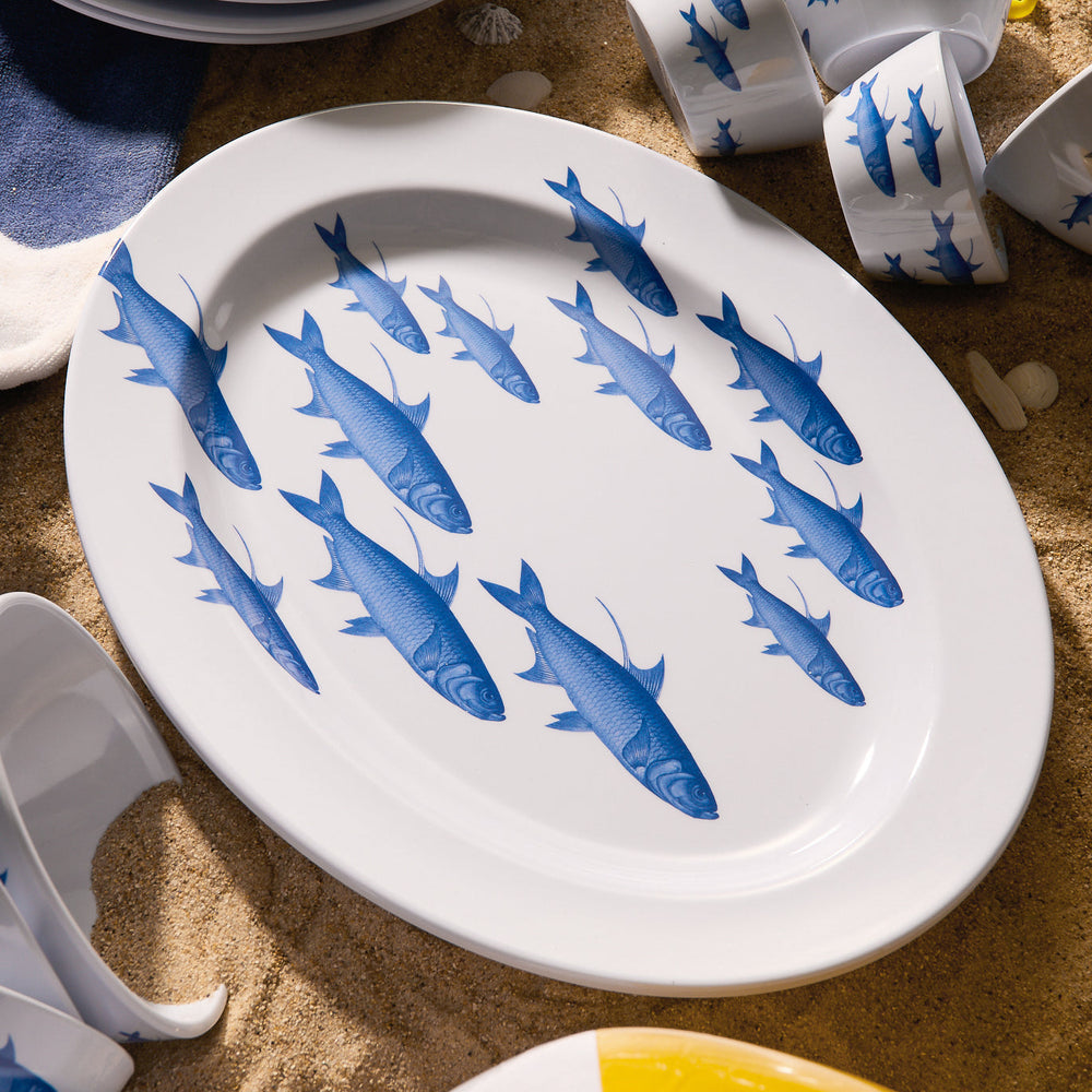School of Fish Melamine Oval Rimmed Platter image 2