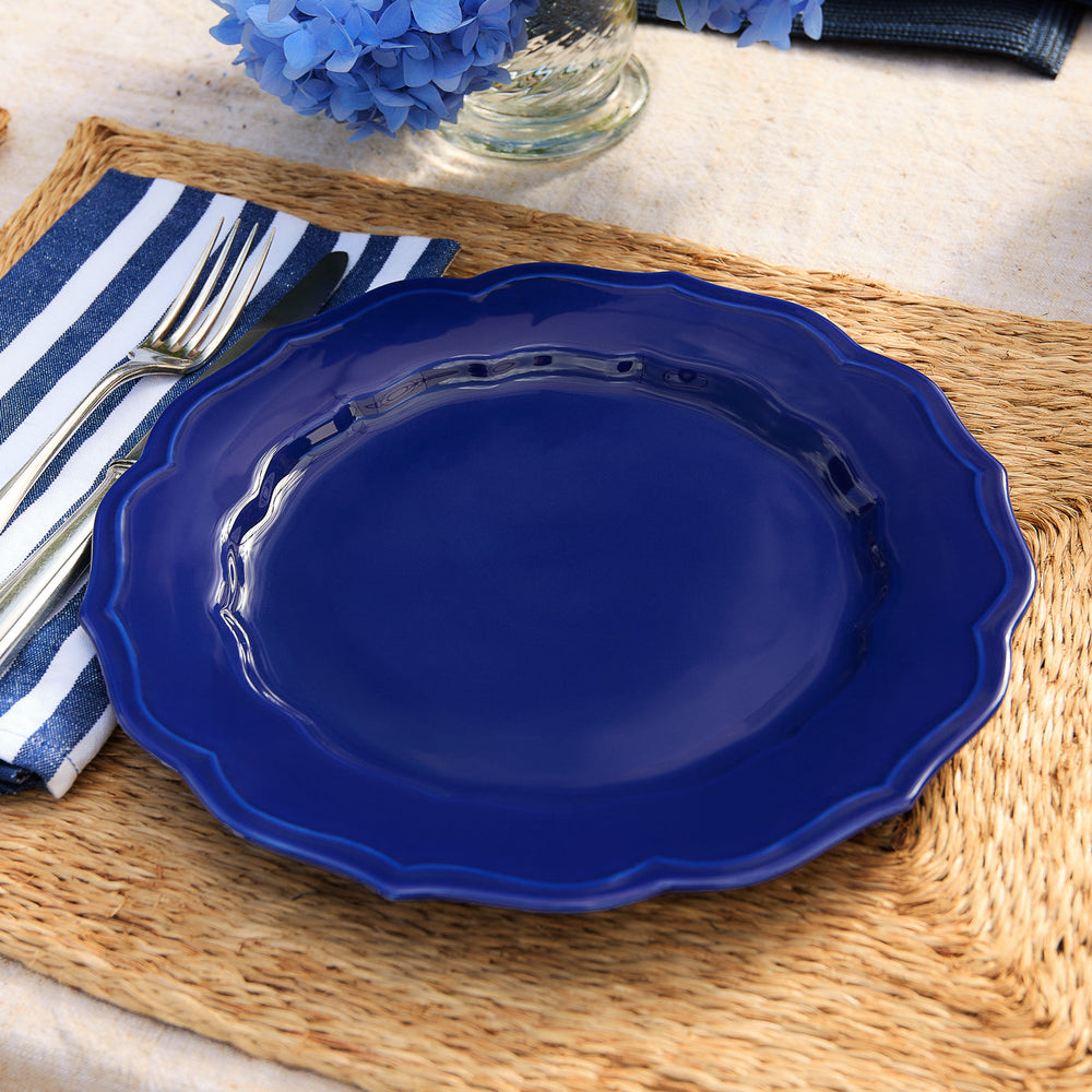 Stella Scalloped Solid Blue Dinner Plate image 4