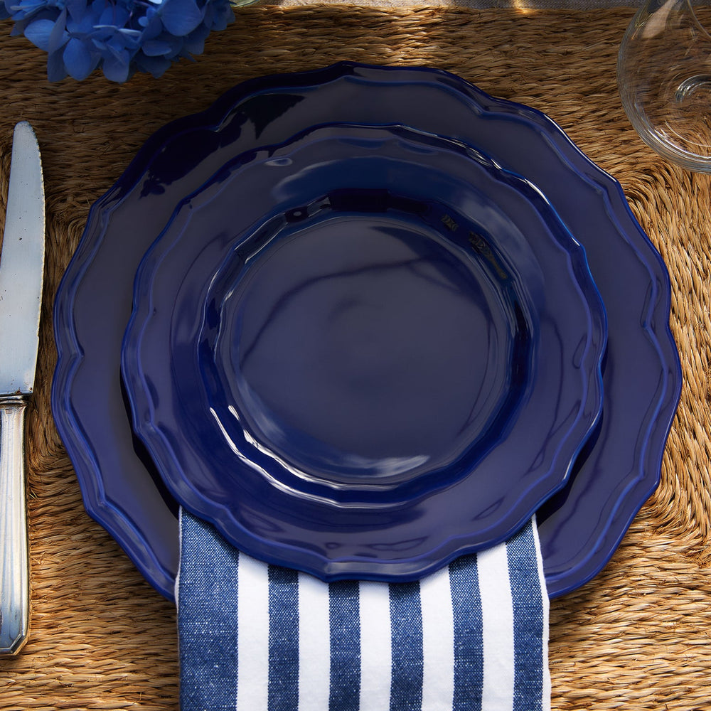 Stella Scalloped Solid Blue Dinner Plate image 5