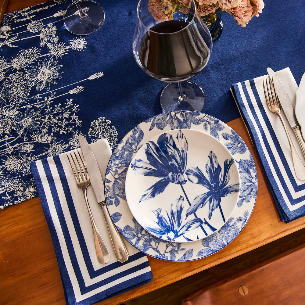 Triple Stripe Blue Dinner Napkins image 7