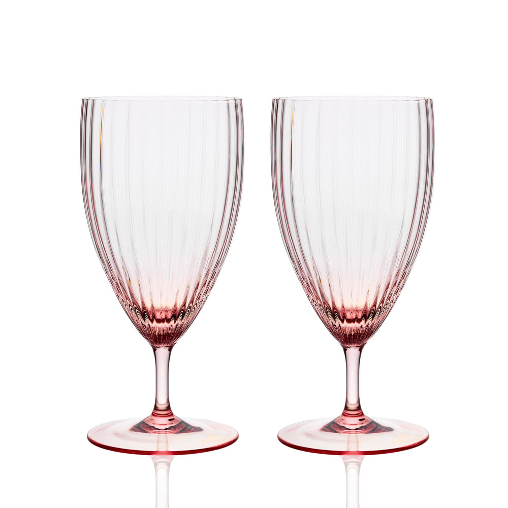 Quinn Rose Everdya stemmed Water Glass in Mouth Blown Crystal from Caskata